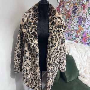 Leopard Print Faux Fur Coat